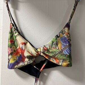 Wildfox Tropical Parrot Print Bikini Top